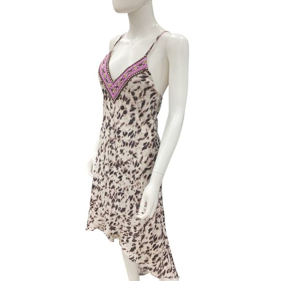 HH Haute Hippie Dress Women’s SZ S 100% Silk Long Spaghetti Straps Animal Print - Picture 2 of 5